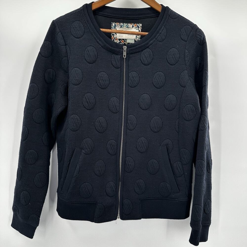 Saturday‎ Sunday Anthropologie Sweatshirt Womens Medium Blue Dotted Zip Stretch